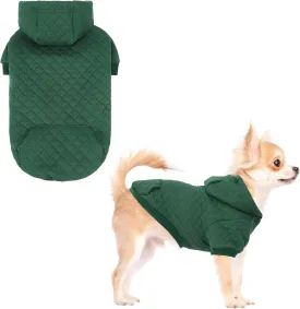 KOOLTAIL Dog Hoodie Pet Clothes Sweater with Hat and Pocket for Small Medium Large Dogs, Warm Soft Dog Cold Weather Coat, Clover Laminated Cotton Hooded Sweatshirt Outfit for Puppy Cats, Green XXS