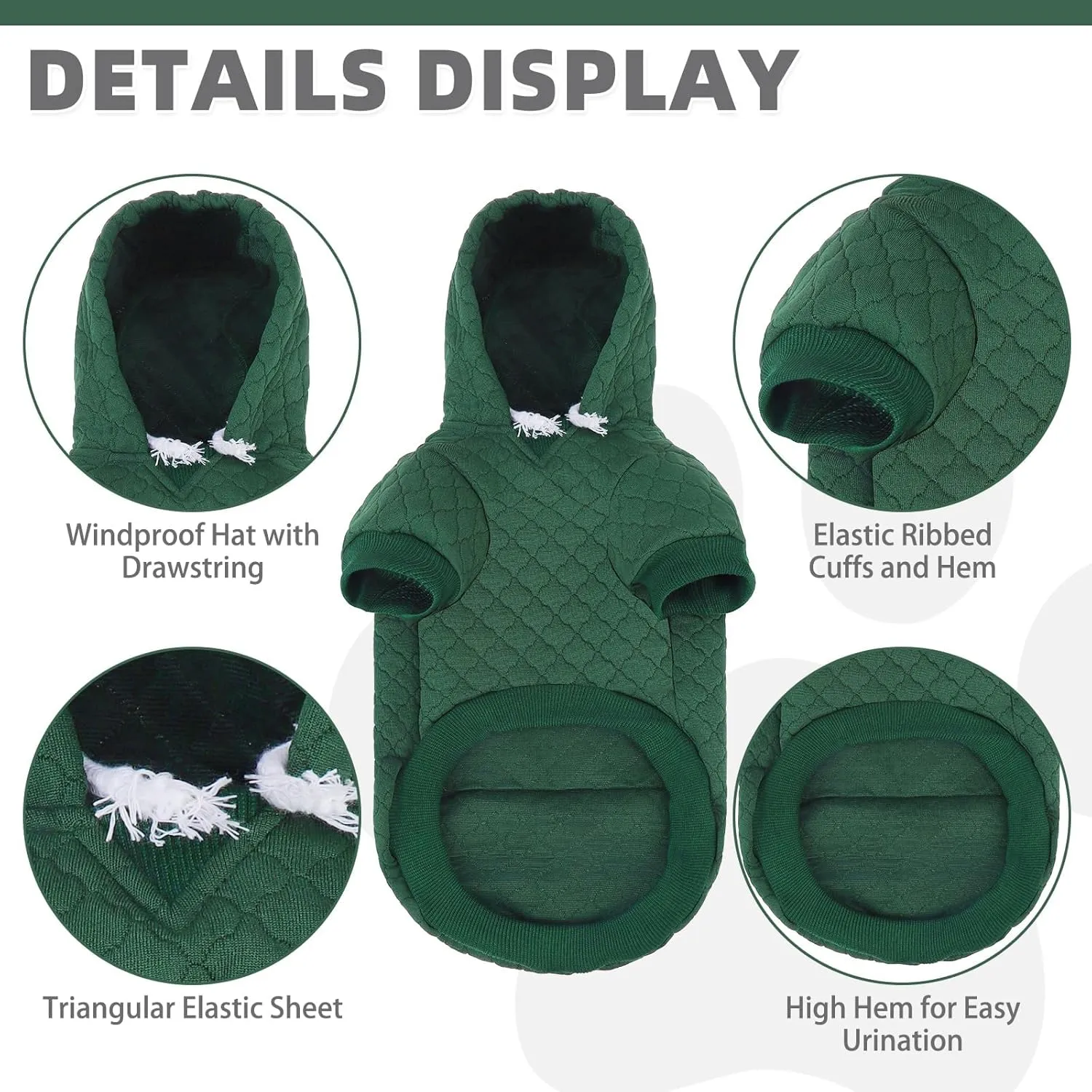 KOOLTAIL Dog Hoodie Pet Clothes Sweater with Hat and Pocket for Small Medium Large Dogs, Warm Soft Dog Cold Weather Coat, Clover Laminated Cotton Hooded Sweatshirt Outfit for Puppy Cats, Green XXS