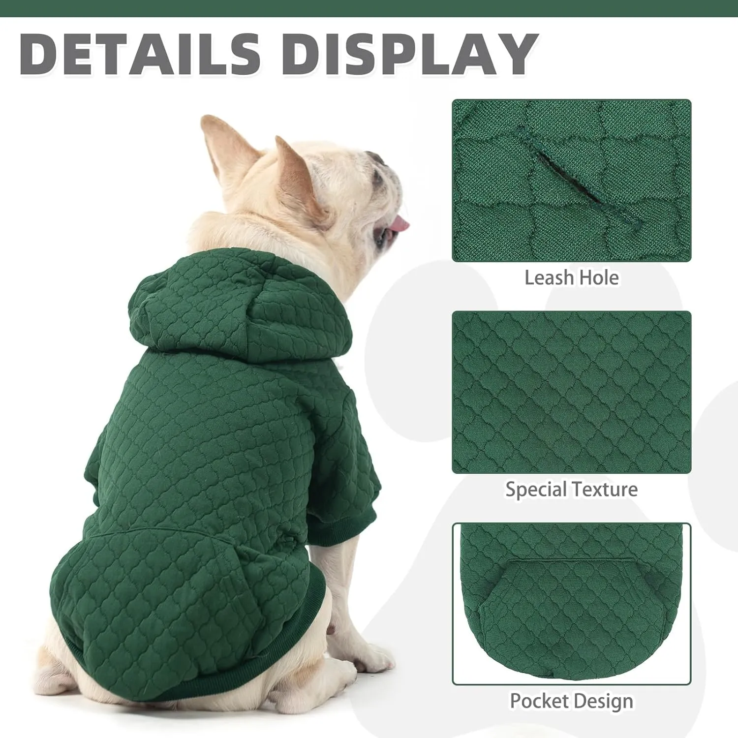 KOOLTAIL Dog Hoodie Pet Clothes Sweater with Hat and Pocket for Small Medium Large Dogs, Warm Soft Dog Cold Weather Coat, Clover Laminated Cotton Hooded Sweatshirt Outfit for Puppy Cats, Green XXS