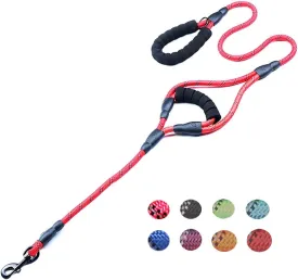 Love Dream Dog Leash 5ft Long with 2 Comfortable Padded Handles, Reflective Threads Double Handles Lead for Control Safety Dog Training Leash for Small Medium Large Dogs (5 FT, Red)