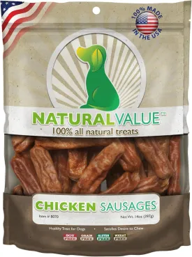 Loving Pets Natural Value Chicken Sausages - Soft Jerky Dog Treats for Large & Small Breeds - Healthy Gluten, Wheat, Soy & Grain Free Pet Treats for Dogs