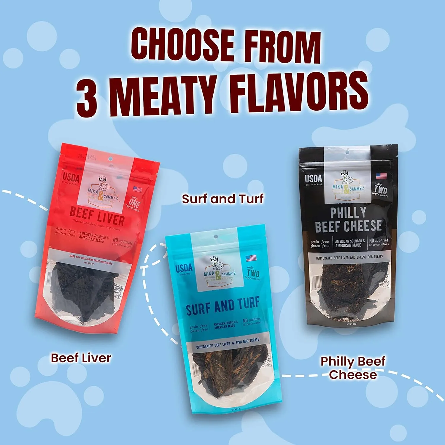 Mika & Sammy's Gourmet Beef Liver & Mackeral Jerky Dog Treats Made in The USA. (Surf & Turf 5 oz)