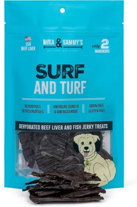 Mika & Sammy's Gourmet Beef Liver & Mackeral Jerky Dog Treats Made in The USA. (Surf & Turf 5 oz)