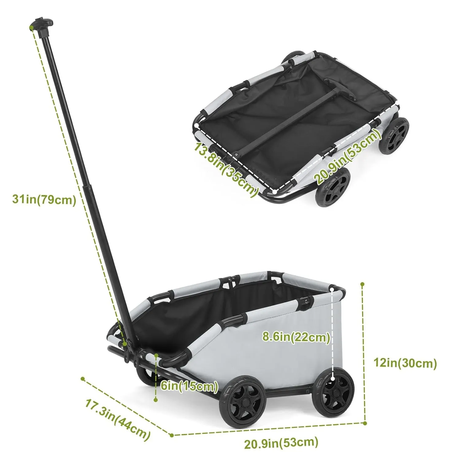 Mini Dog Stroller, Foldable Pet Stroller for Small Dogs & Cats with Safety Rope, Storage Basket & Built-in Cushion - Extendable Handle, Lightweight Carrier for Travel, Walking, Vet Visits (Gray)