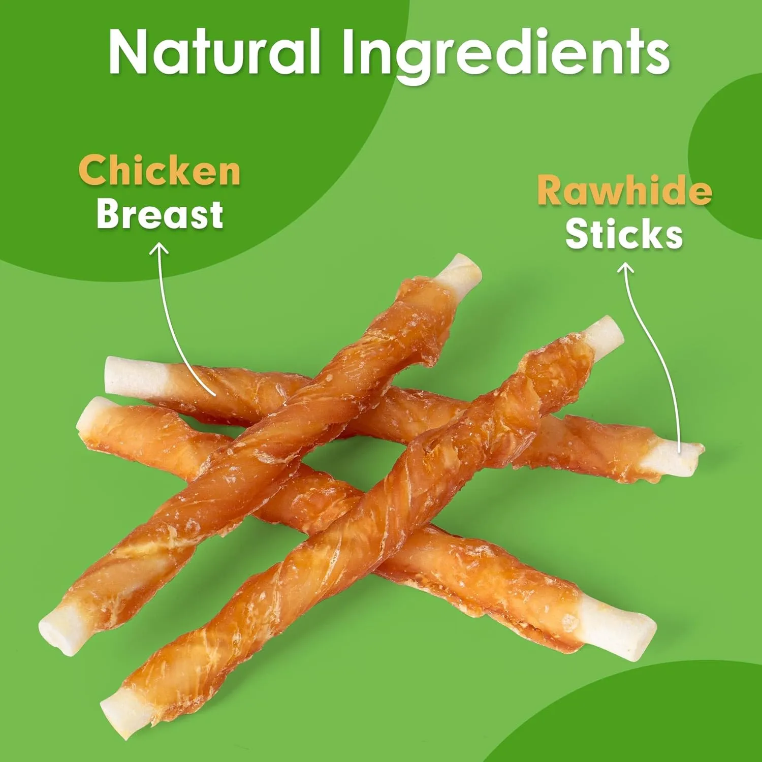 MON2SUN Dog Treats, 5 Inch Rawhide Twist Chicken Hide Sticks, Suitable for Puppy and Small Dogs, 5 Inch (Chicken, Pack of 75)