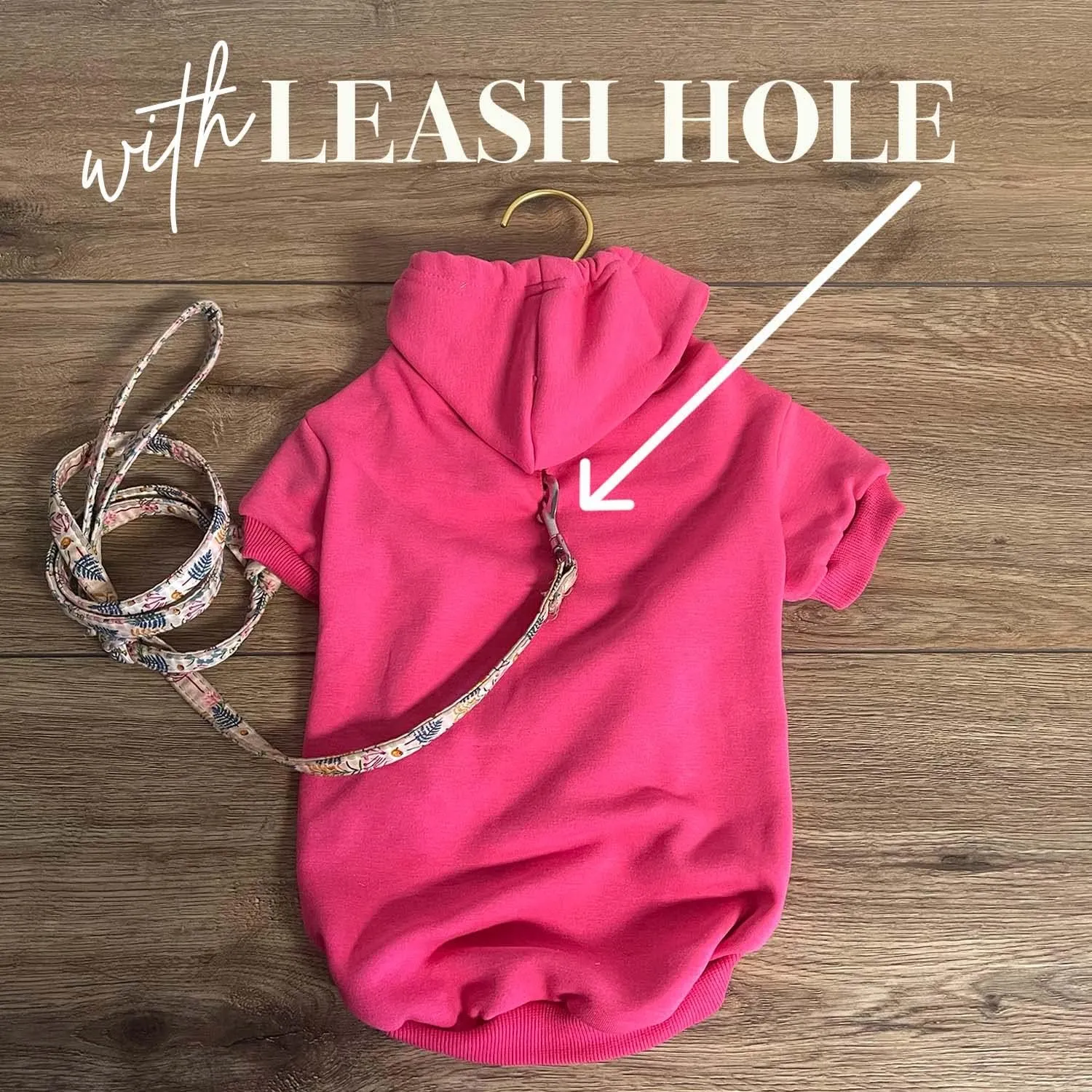 My Dad is Single Dog Hoodie Fleece Lined Pullover Sweatshirt with Leash Hole (Hot Pink, X-Large 114)