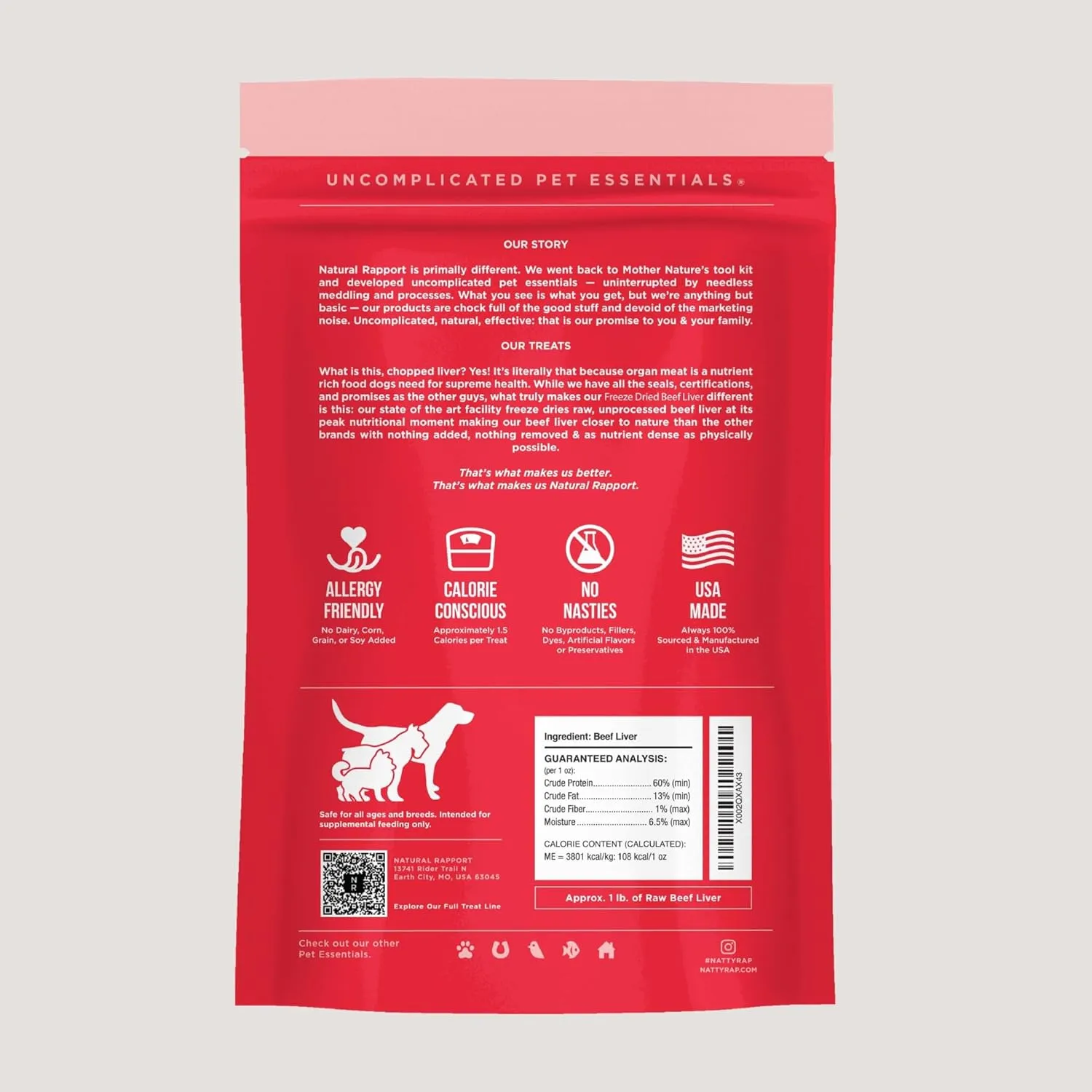 Natural Rapport Beef Liver Dog Treats - The Only Freeze Dried Beef Liver Dogs Need - Grain-Free Beef Bites, Dog Treats for Small and Large Dogs (8 oz.)