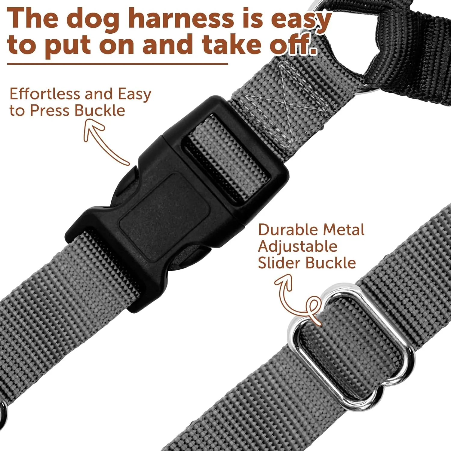No Pull Dog Harness for Large Size Dogs, Adjustable Harness for Dog Training, Walking & Teach Better Leash Manners, Easy Control to Help Prevent Pets Pulling on Walks (Black, Large)