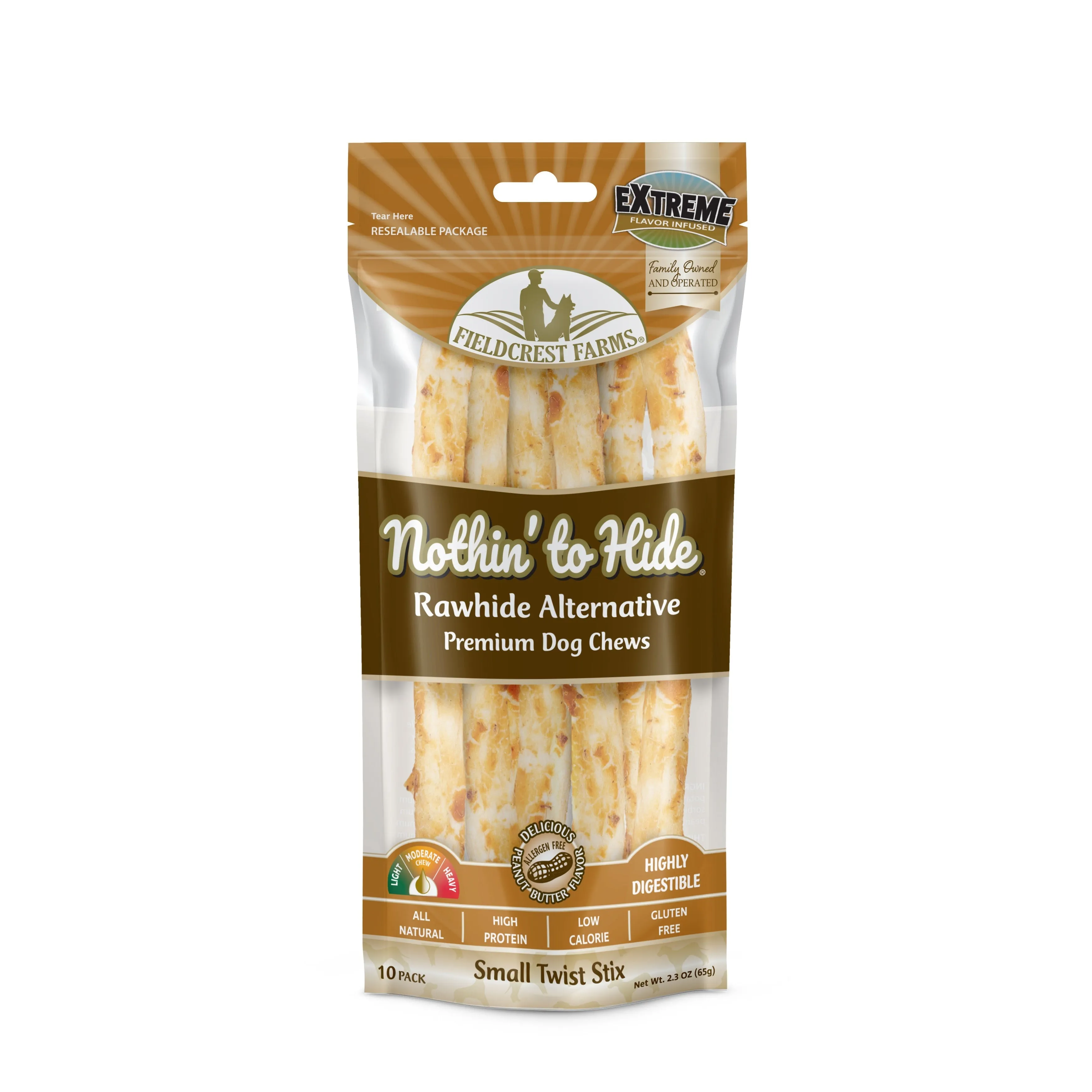 Nothin to Hide Peanut Butter Twist Stix Small Dog Treats 10 Pack^^^
