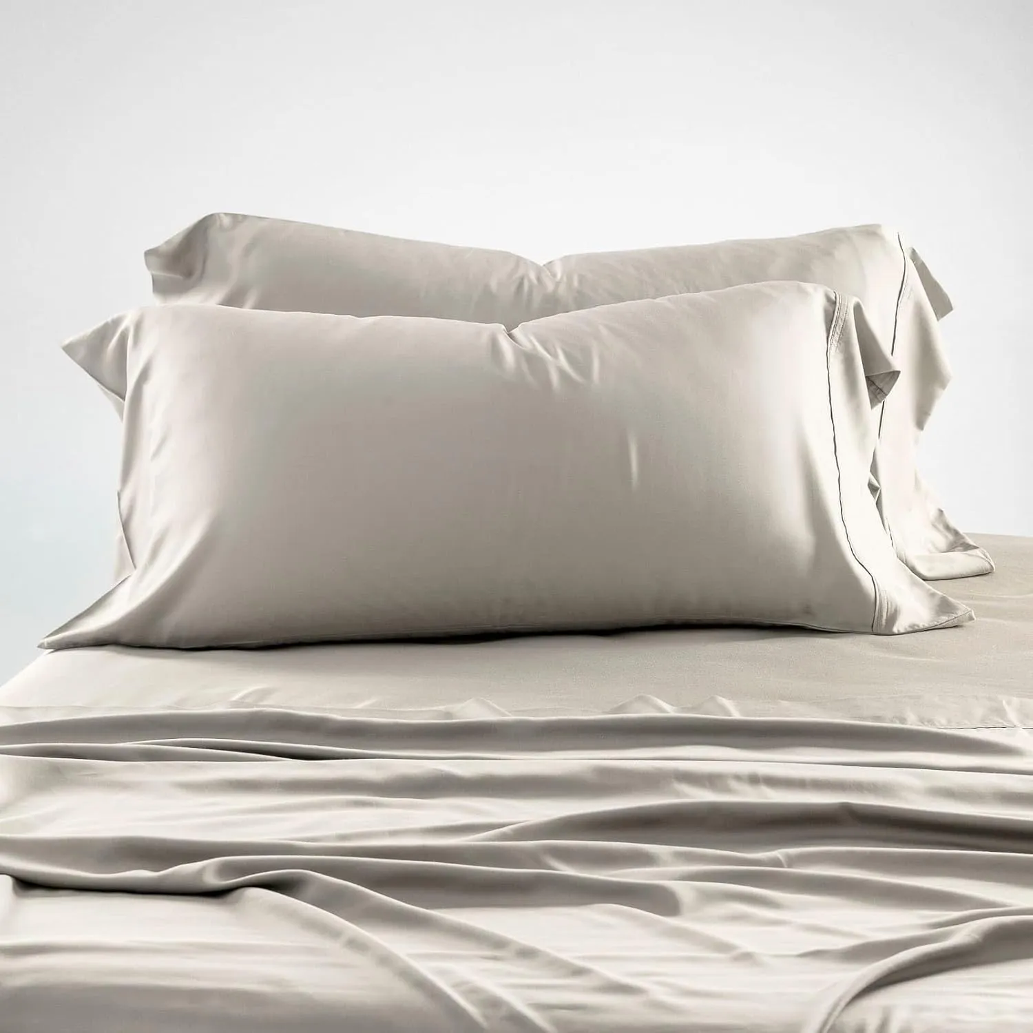 Olive   Crate Eucalyptus Sheets Set  Cooling Sheets for Hot Sleepers  100% Organic Tencel Lyocell  Split King Size, Hypoallergenic, Moisture-Wicking, Deep Pockets, Soft, Durable 107 x 106 [Oatmeal]