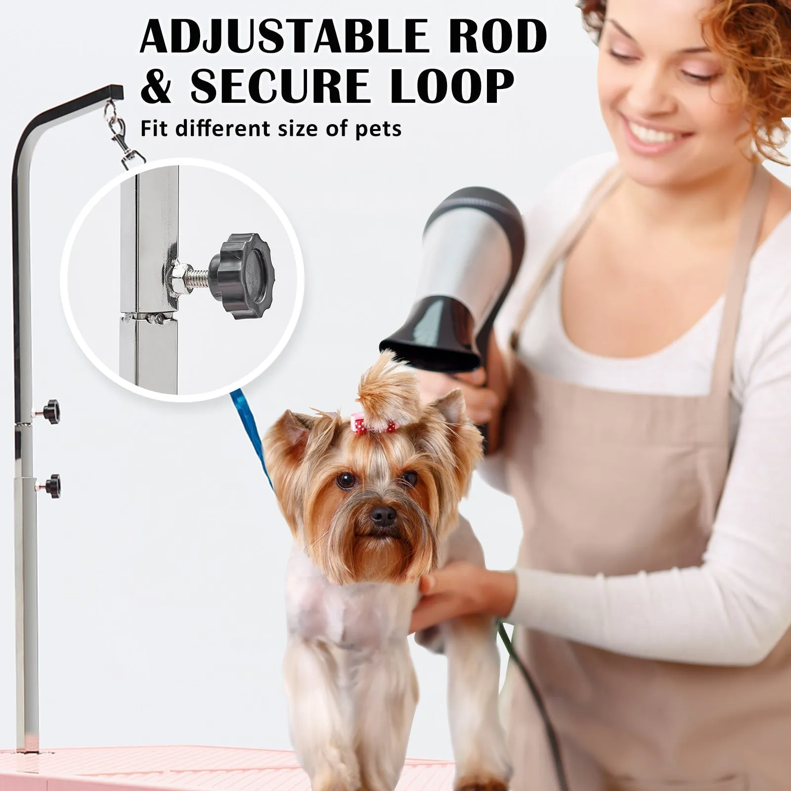 Paw Mat 97cm Pink Dog Cat Pet Grooming Salon Table - Foldable, Carry, Height Adjustable