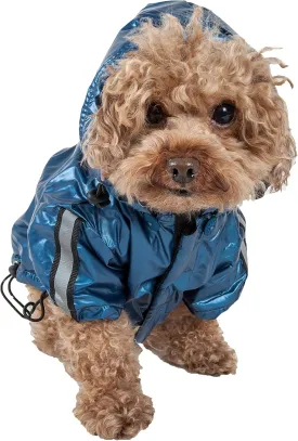 Pet Life  Reflecta-Sport Dog Raincoat - Reflective, Windproof and Waterproof Dog Coat with Reversible Polar Fleece - Adjustable Pet Raincoat Dog Jacket on All 4 Sleeves with Removable Hood