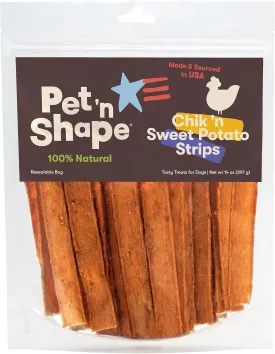 Pet 'n Shape Chik 'n Sweet Potato Strips Dog Treats Made and Sourced in the USA- 14 Ounce