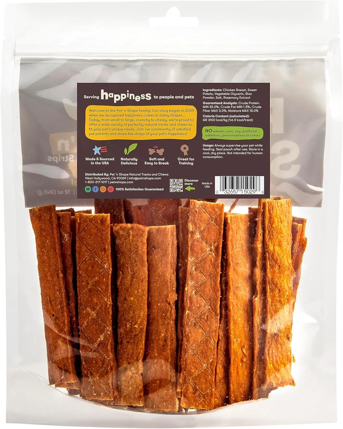 Pet 'n Shape Chik 'n Sweet Potato Strips Dog Treats Made and Sourced in the USA- 14 Ounce