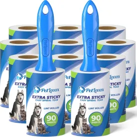 PetLovers Extra Sticky Lint Rollers and Refills - 990 Sheets, Dog and Cat Lint Remover, 9 Packs of Refills