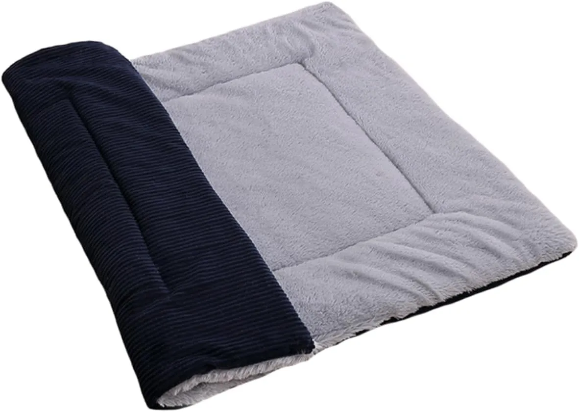 POPETPOP Seasons Reversible Dog Cat Bed Dog Design Plush Mat for Comfort Navy Blue s Size