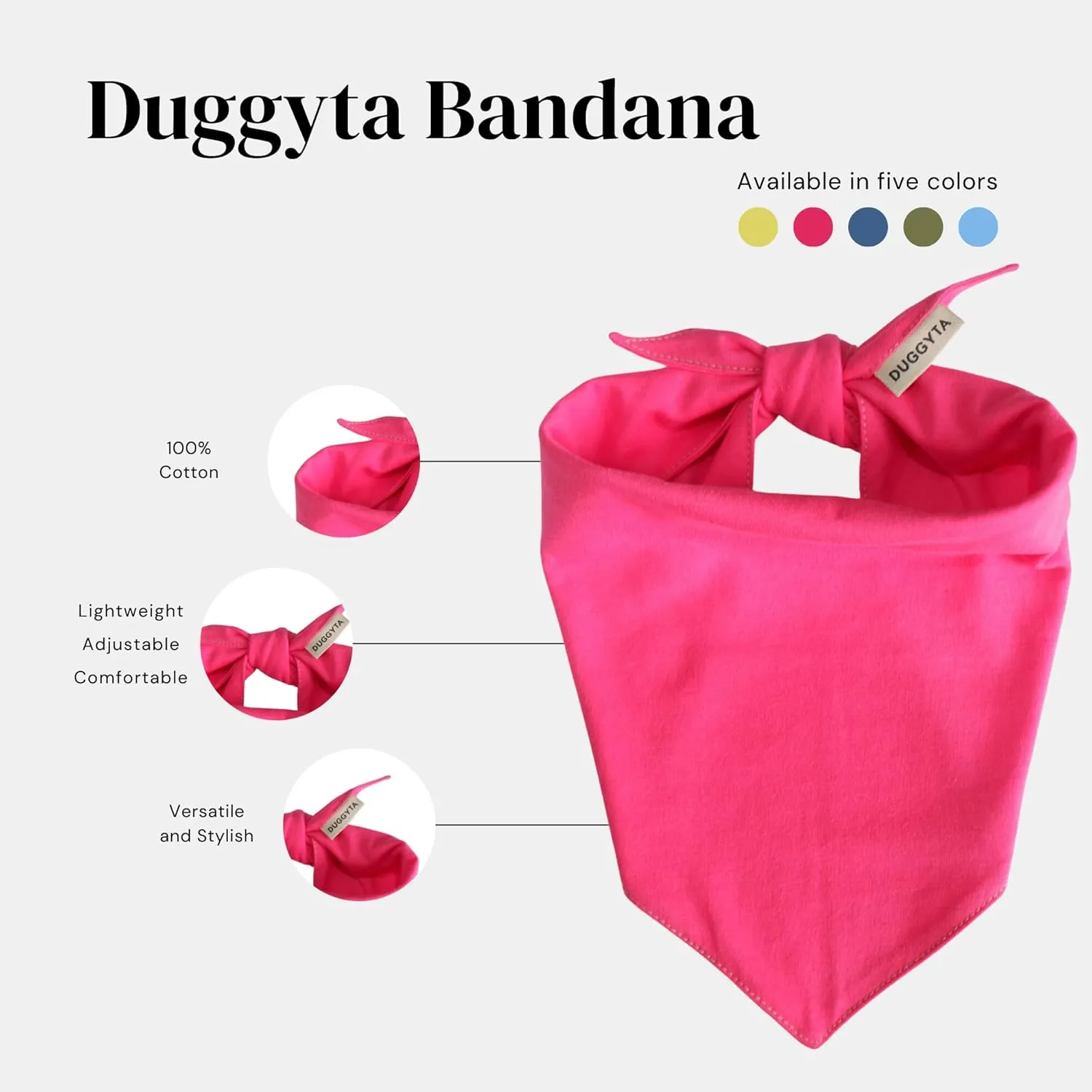 Premium Solid Pink Dog Bandana, Luxury Soft Cotton Adjustable Triangle Scarf for Medium Dogs, Comfortable, Stylish, and Customizable for All Seasons, Dog Accessories