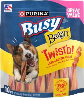 Purina Busy With Beggin' Made in USA Facilities Small/Medium Breed Dog Treats, Twist'd - 10 ct. Pouch