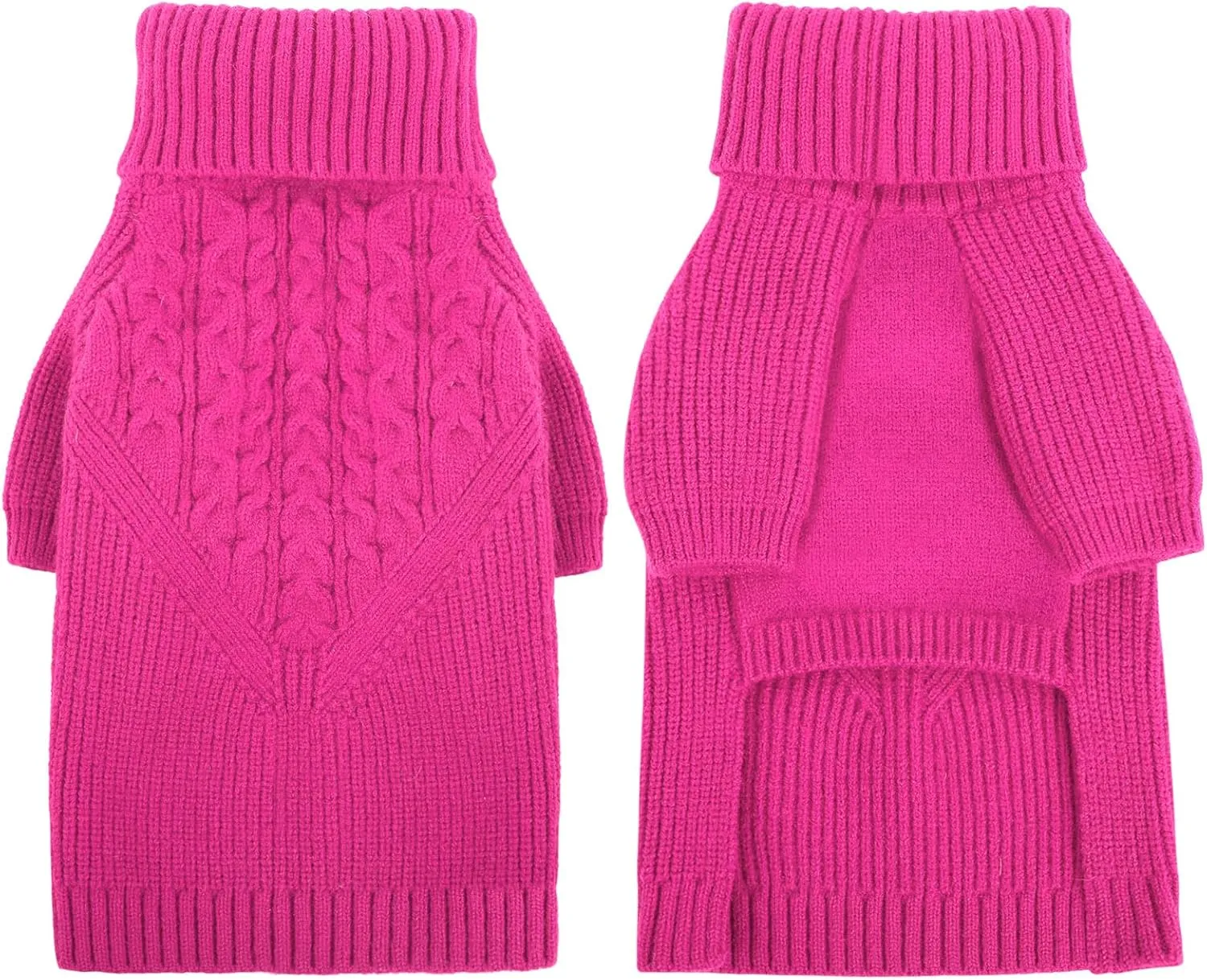 Queenmore XS Dog Sweater, Dog Sweaters for Small Dogs Girl or Boy, Dog Christmas Sweater XSmall, Winter Puppy Doggie Sweatshirt Knitwear, Pet Chunky Warm Coat for Medium Large Size Dogs, Fuchsia XS