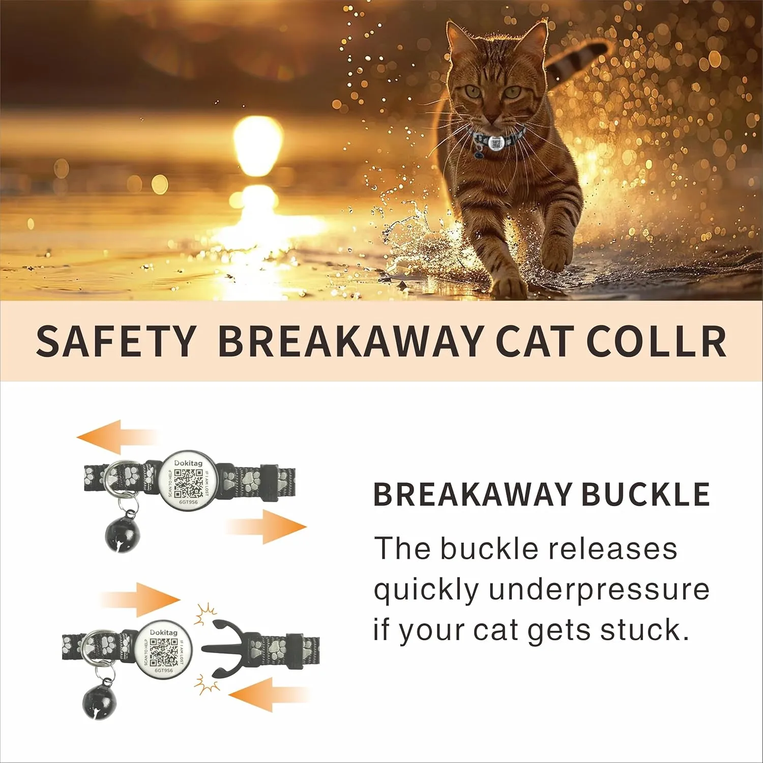 Reflective Cat Collar with QR Code Name Tag,Breakaway Cat Collars with Pet Id Tag and Bells,Scan QR Receive Instant Pet Location Alert Email 2pack (red&Blue)