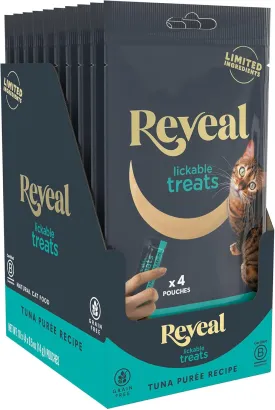 Reveal Lickable Cat Treats, Natural Pure Treats for Cats, Grain Free and Made with Limited Ingredients, Tuna Squeeze Up Cat Treats (40 x 0.5 oz Sachet Multipack)