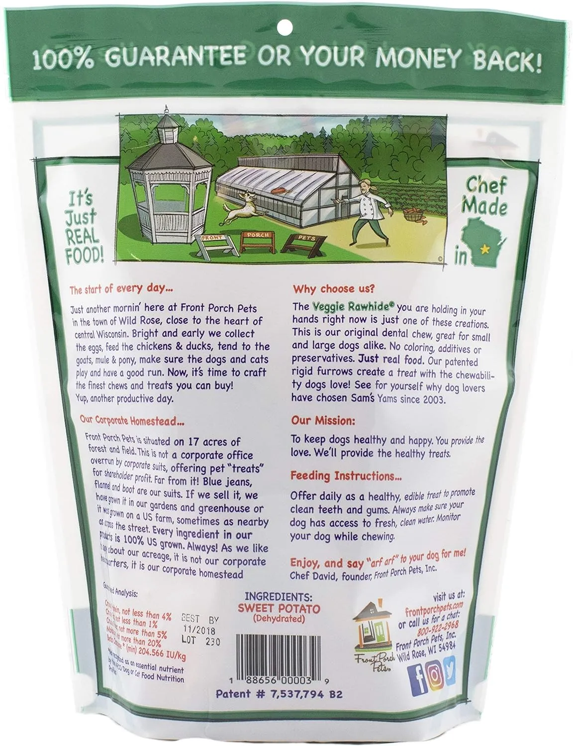 Sam's Yams Sweet Potato Dog Treats, Healthy Dog Treats for Small, Medium, and Large Breed Dogs - Made in USA, High Fiber, Vegan Dental Chews - Veggie Rawhide, Sweet Potato Dog Chewz, 14oz Single Pack