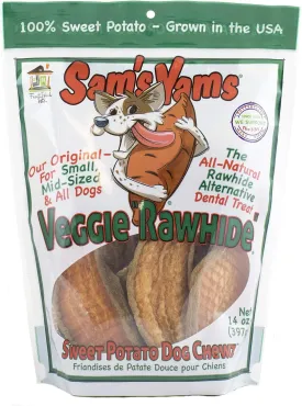 Sam's Yams Sweet Potato Dog Treats, Healthy Dog Treats for Small, Medium, and Large Breed Dogs - Made in USA, High Fiber, Vegan Dental Chews - Veggie Rawhide, Sweet Potato Dog Chewz, 14oz Single Pack