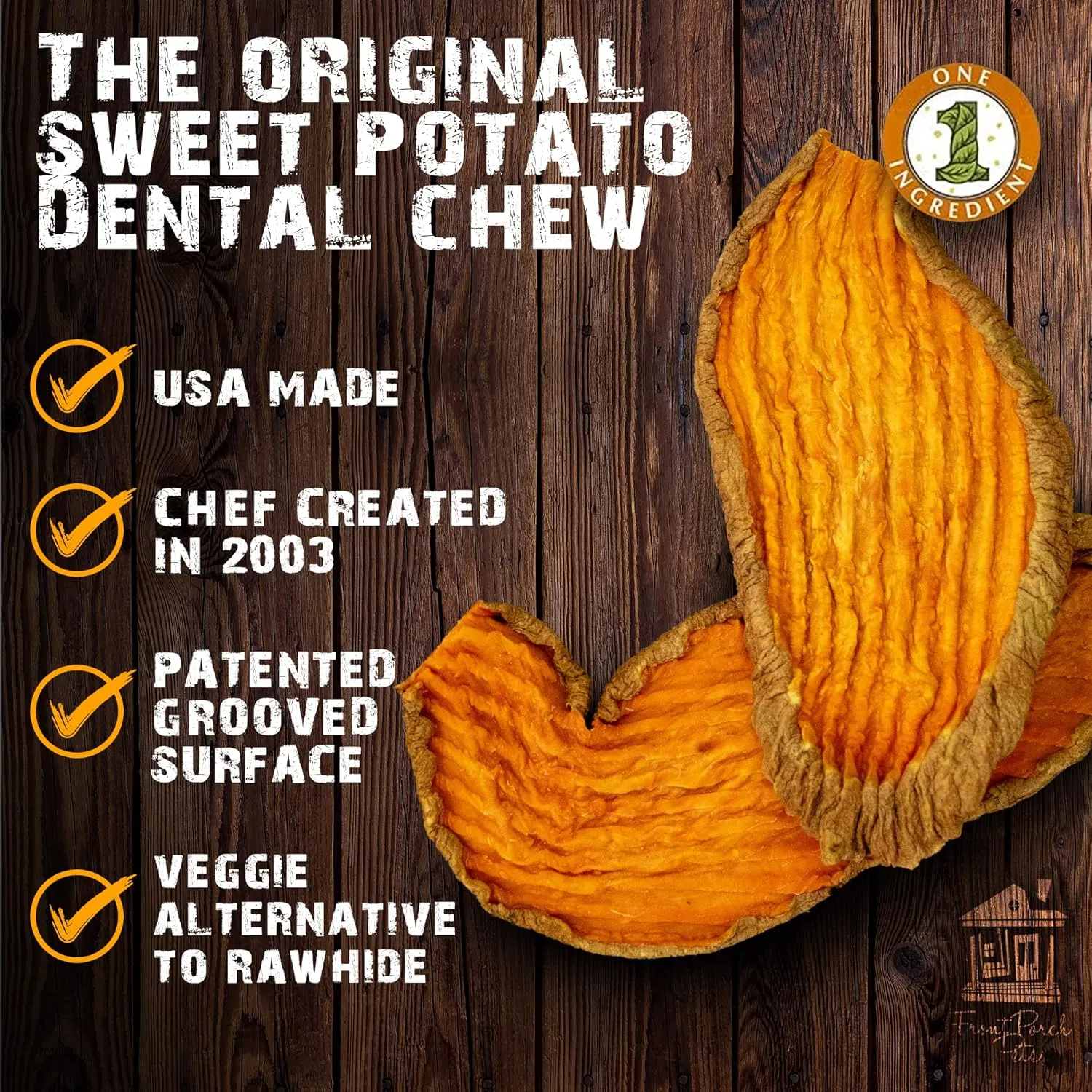 Sam's Yams Sweet Potato Dog Treats, Healthy Dog Treats for Small, Medium, and Large Breed Dogs - Made in USA, High Fiber, Vegan Dental Chews - Veggie Rawhide, Sweet Potato Dog Chewz, 14oz Single Pack