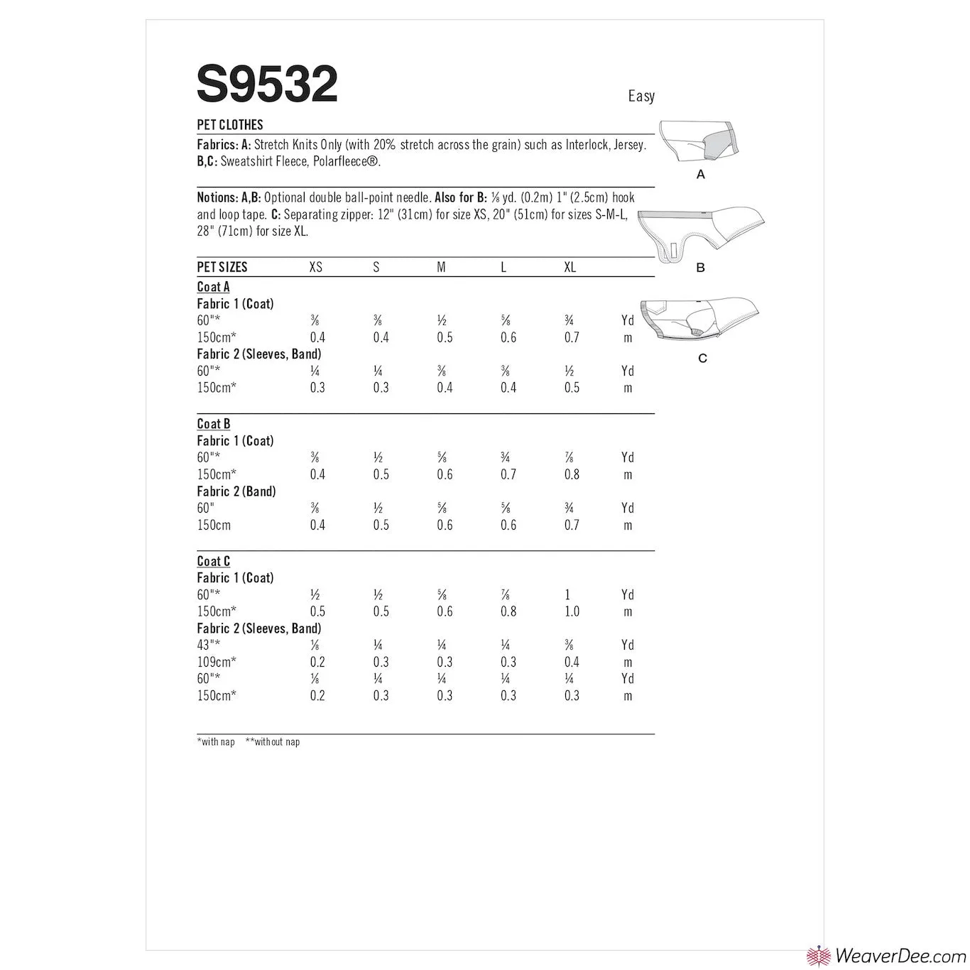 Simplicity Pattern S9532 Pet Clothes