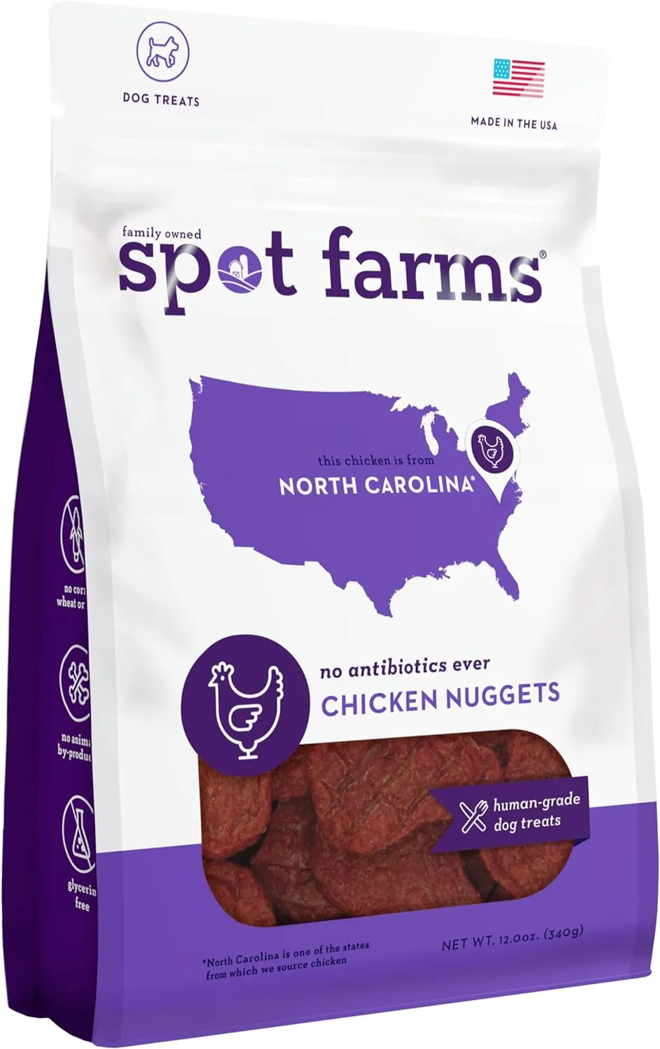 Spot Farms Chicken Nuggets Healthy All Natural Dog Treats Human Grade Grain Free 12 oz
