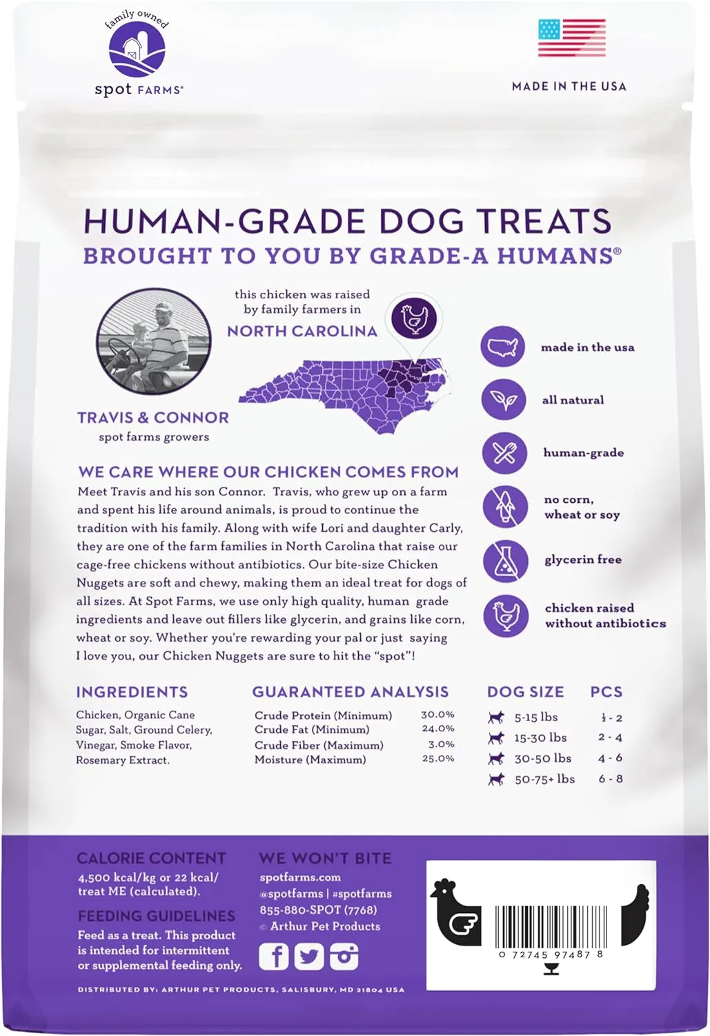 Spot Farms Chicken Nuggets Healthy All Natural Dog Treats Human Grade Grain Free 12 oz