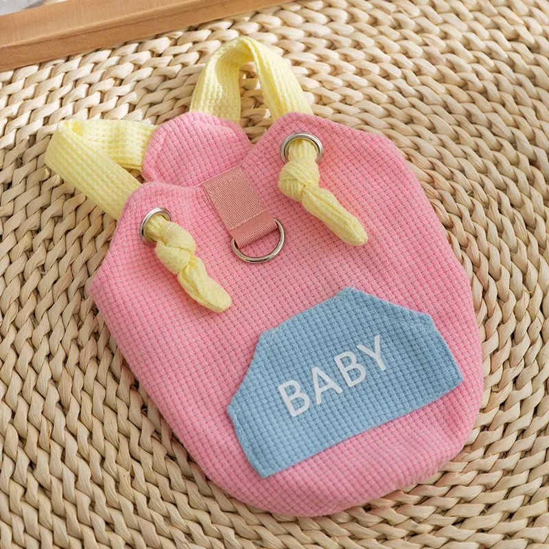 Spring/Summer Dog Ice Cream Color Pocket Baby Traction Strap | Small Medium Dogs Waffle Top Teddy Pet Dog Clothes | Puppy Clothes