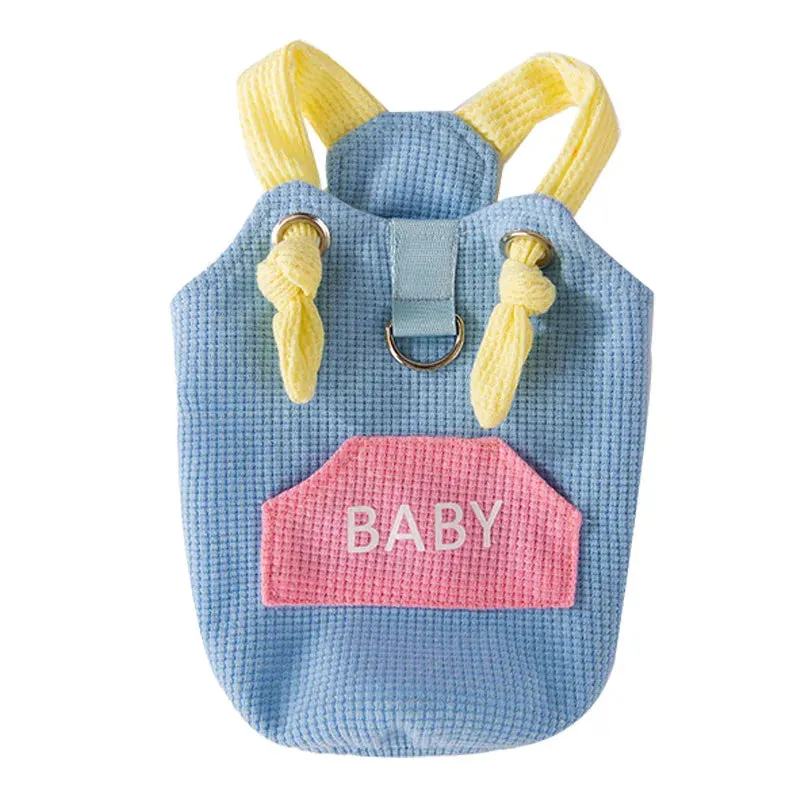 Spring/Summer Dog Ice Cream Color Pocket Baby Traction Strap | Small Medium Dogs Waffle Top Teddy Pet Dog Clothes | Puppy Clothes