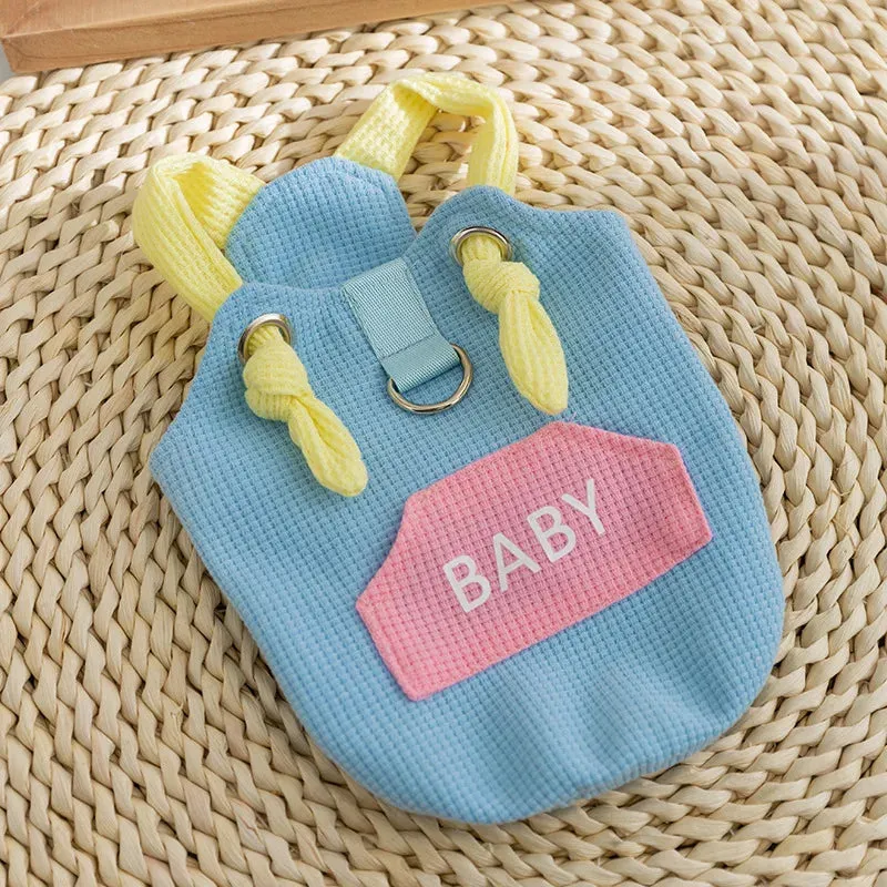 Spring/Summer Dog Ice Cream Color Pocket Baby Traction Strap | Small Medium Dogs Waffle Top Teddy Pet Dog Clothes | Puppy Clothes