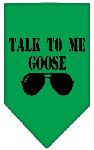 Talk To Me Goose Screen Print Pet Bandana Emerald Green Small