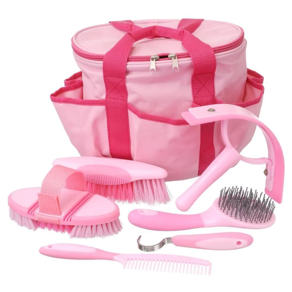 Tough-1 Great Grips 6-Piece Brush Set with Bag - Pink - Manufacturer Defect