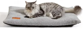 Ultra Soft Cat Bed Mat 29 x 19 Inch Cozy Pet Cushion with Non-Slip Bottom Washable Self-Warming Sleep Dog Pad for Crates Carriers (Light Gray)